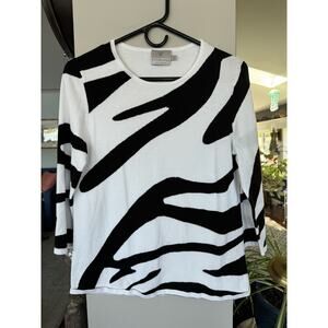 Edinburgh Knitwear Sweater Womens Medium Pullover bold black white